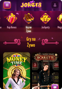 Joker8 Casino mobile screen live games