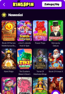 KingSpin Casino mobile screen slots games