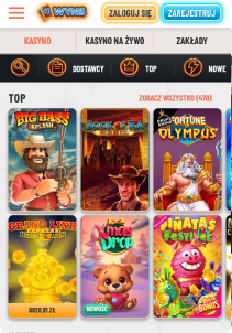 Wins Casino mobile screen slots games