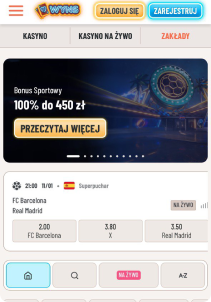 Wins Casino mobile screen sports