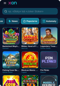 XON Casino mobile screen slots games
