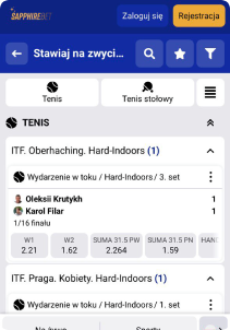 Sapphire Casino mobile screen sports