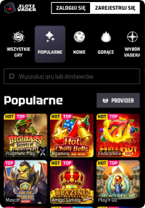 SlotsVader Casino mobile screen slots games