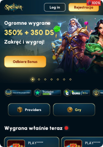 SpellWin Casino mobile screen main page