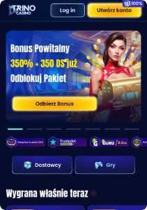 Trino Casino mobile screen main page
