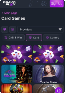 BravoPlay Casino mobile screen live games