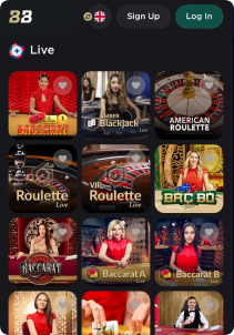 Belabet Casino mobile screen live games