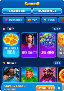 Spinfin Casino mobile screen slots games
