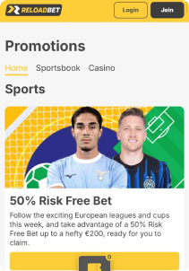 Reloadbet Casino mobile screen promotions
