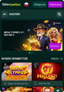 SpinBettr Casino mobile screen slots games