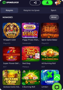 Spinoloco Casino mobile screen slots games