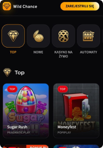WildChance Casino mobile screen slots games