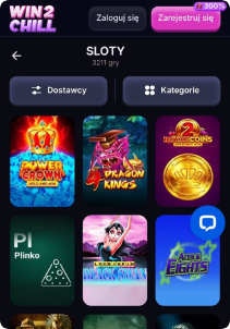 Win2Chill Casino mobile screen slots games