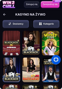 Win2Chill Casino mobile screen live games