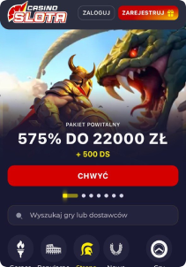Slota Casino mobile screen man page
