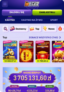 SpinBara Casino mobile screen slots games