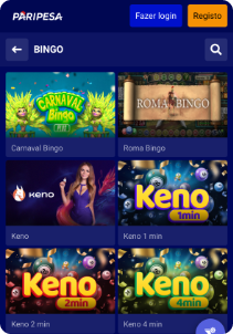 Paripesa Casino mobile screen slots games