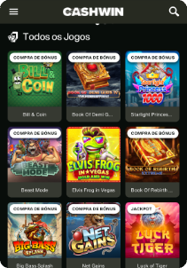 Cashwin Casino mobile screen slots games