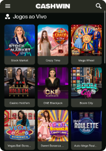 Cashwin Casino mobile screen live games