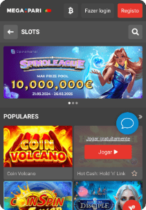 Megapari Casino mobile screen main page