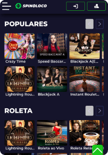 Spinoloco Casino mobile screen live games