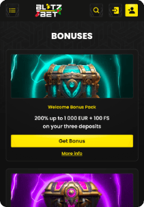 Blitz-bet Casino mobile screen promotions