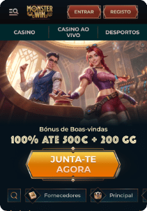 MonsterWin Casino mobile screen main page