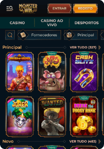 MonsterWin Casino mobile screen slots games