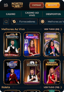MonsterWin Casino mobile screen live games