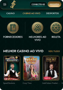 Cashed Casino mobile screen live casino