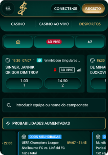 Cashed Casino mobile screen sports