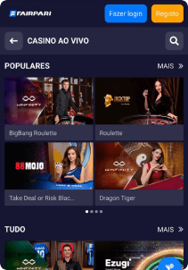FairPari Casino mobile screen live games