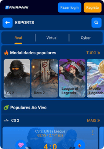 FairPari Casino mobile screen e-sports