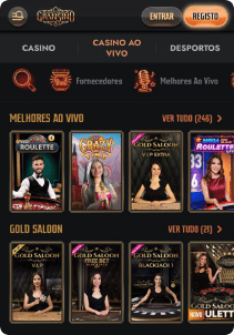 Gransino Casino mobile screen live games