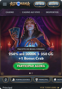 Astromania Casino mobile screen main page