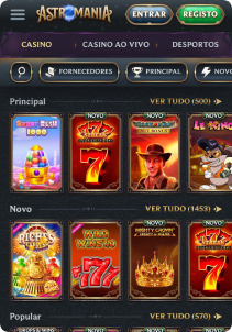 Astromania Casino mobile screen slots games