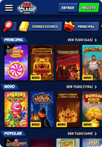 BigClash Casino mobile screen slots games