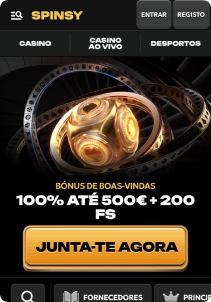 Spinsy Casino mobile screen main page