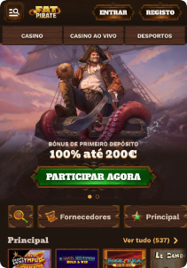 FatPirate Casino mobile screen main page