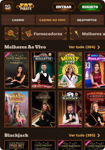 FatPirate Casino mobile screen live games