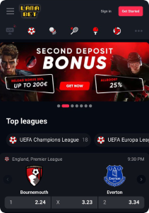 Lamabet Casino mobile screen sports