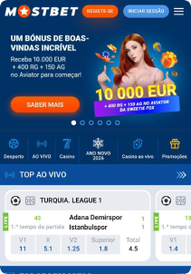 Mostbet Casino mobile screen main page