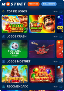 Mostbet Casino mobile screen slots games