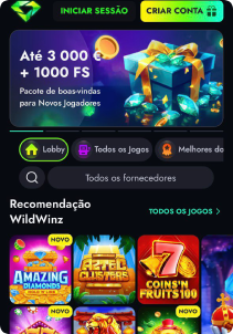 WildWinz Casino mobile screen main page