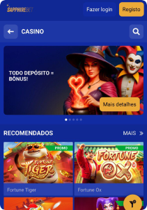 SapphireBet Casino mobile screen slots games