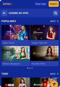 SapphireBet Casino mobile screen live games
