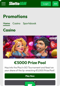 SlottoJam Casino mobile screen promotions