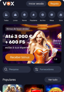 VoxCasino Casino mobile screen main page