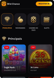 WildChance Casino mobile screen slots games