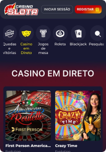 Slota Casino mobile screen live games